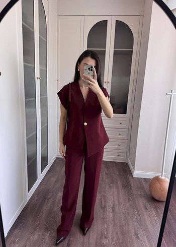 universal Beden bordo Renk Bordo yelek Takımı