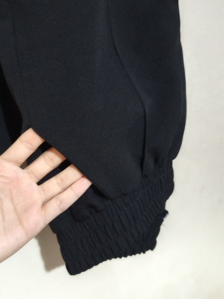 Drapeli Siyah Kadın Kumaş Pantolon - Görsel 3