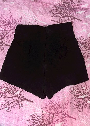 Tokalı Siyah Yüksek Bel Mini Şort - Görsel 2