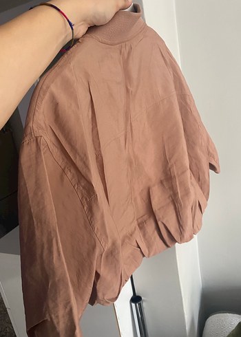2K Bej Keten Kadın Midi Ceket