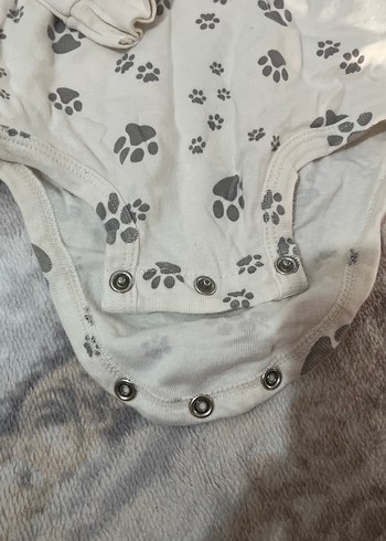 Gri Uzun Kollu Bebek Body Yaka Detaylı - Görsel 6