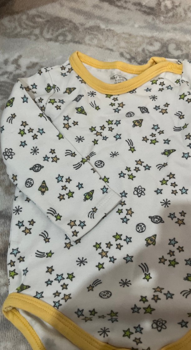 Gri Uzun Kollu Bebek Body Yaka Detaylı - Görsel 3