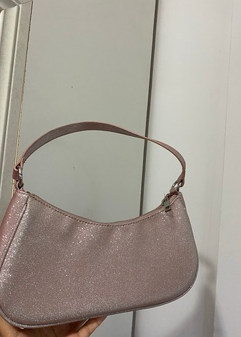 Beden Bershaka Pembe Parlak Simli Kadın Omuz Çantası