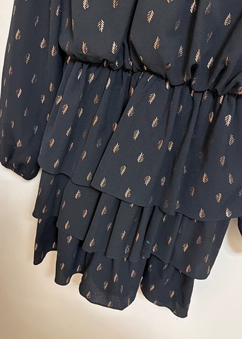 Uzun Kollu Siyah Mini Elbise - Görsel 2