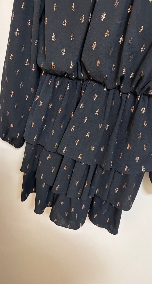 Uzun Kollu Siyah Mini Elbise - Görsel 2