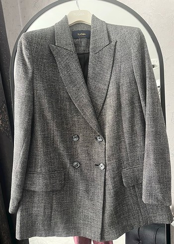Tuğba&Venn Gri Melanj Cift Sirali Blazer Ceket