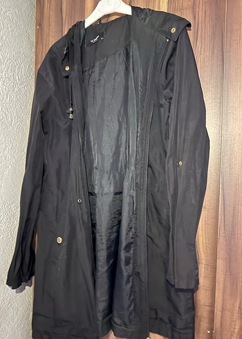 Düğmeli Siyah Midi Kadın Ceket - Görsel 2