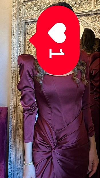 l Beden Bordo saten elbise keikei?den aldım