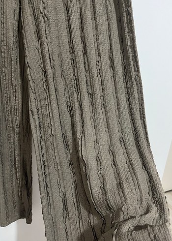 Kadın füme  Piliseli Keten Bol Pantolon - Görsel 3