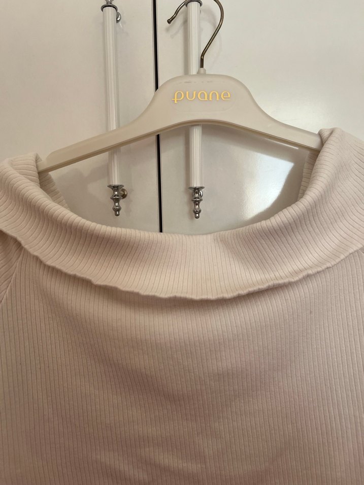 Kadın Beyaz Kayık Yaka Triko Kazak - Görsel 5