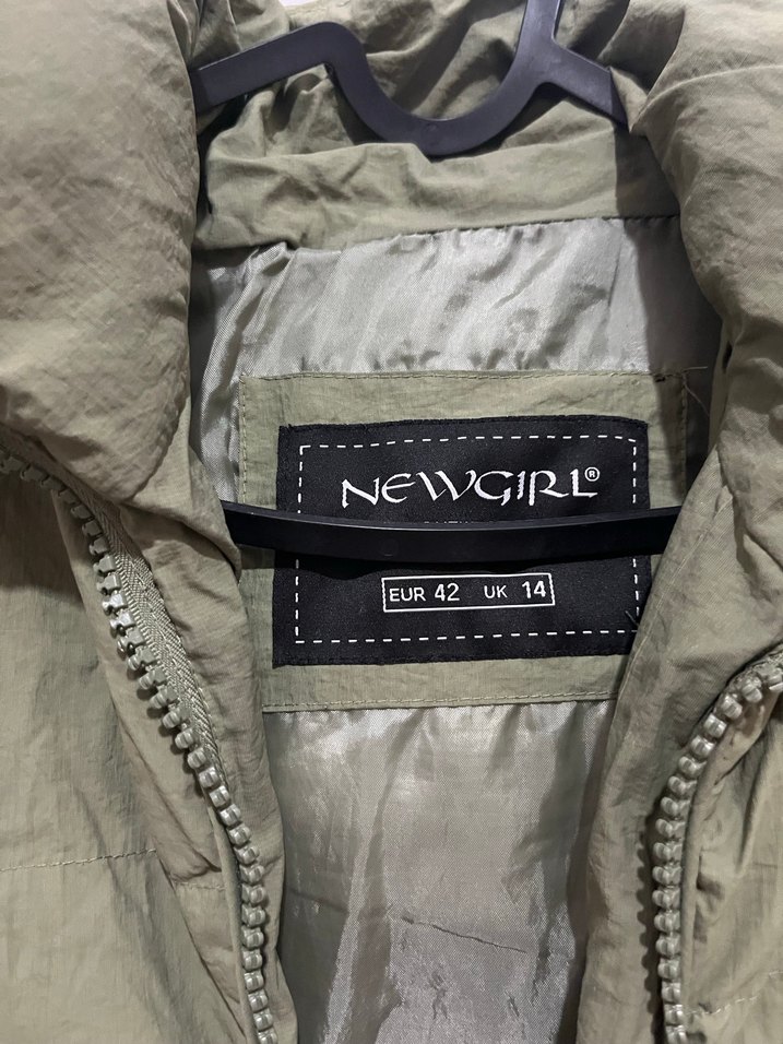 Kadın Haki Midi Kışlık Fermuarlı Mont - Görsel 4