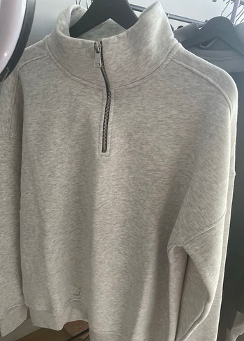 diğer Beden Gri Yarım Fermuarlı Kadın Sweatshirt