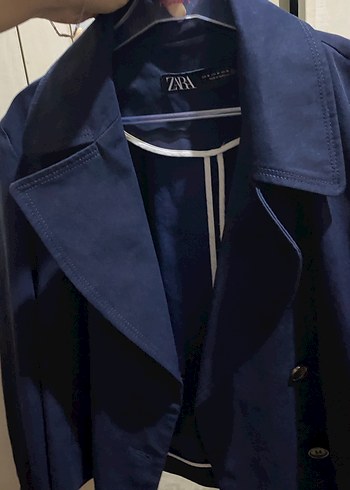 Düğmeli Lacivert Midi Kadın Keten Kaban - Görsel 3