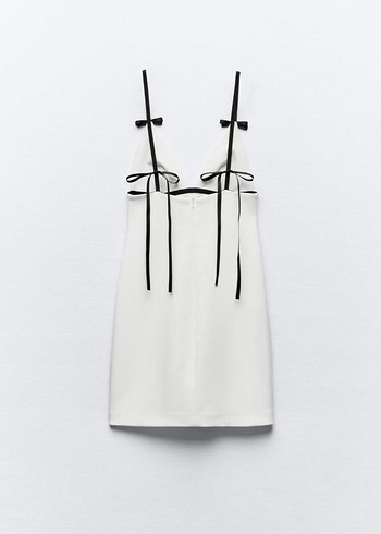 Siyah Askılı Beyaz Mini Elbise - Görsel 3