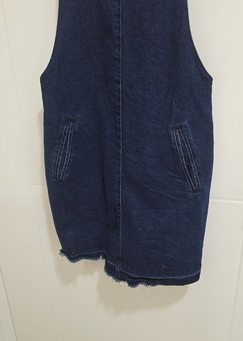 Lacivert Kot Midi Kısa Tulum - Görsel 3