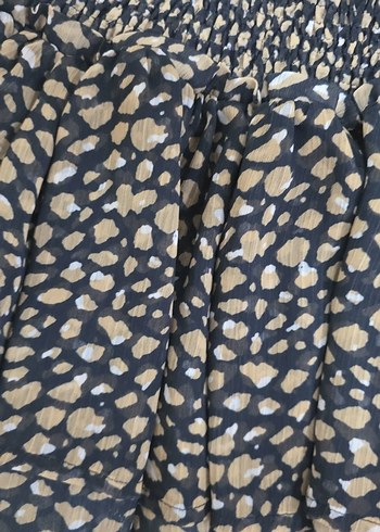 Kahverengi Yılan Desenli Volanlı Mini Etek - Görsel 2