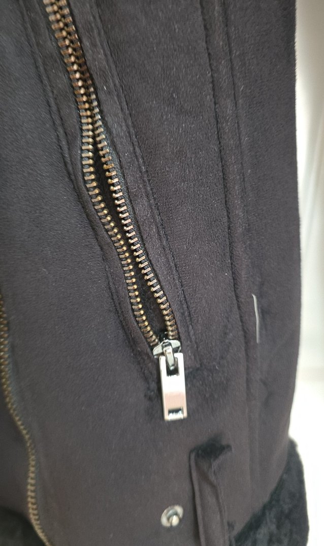 Siyah Süet Kürklü Biker Ceket - Görsel 4