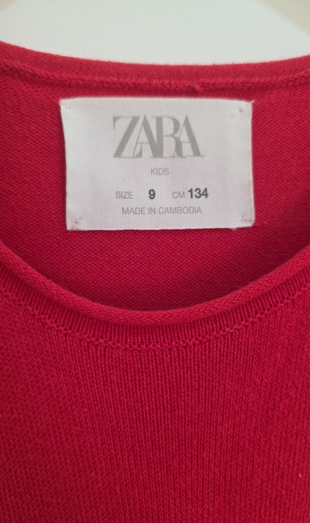 Kız Çocuk Kırmızı Kısa Kollu Salaş Elbise - Görsel 2