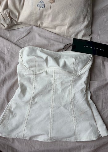 xs Beden Bershka Beyaz Keten Straplez Büstiyer