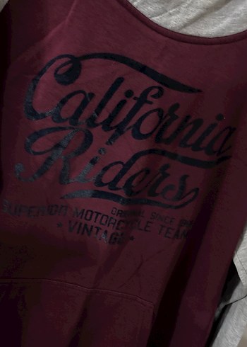 Gri ve Bordo Kapüşonlu Sweatshirt - Görsel 2