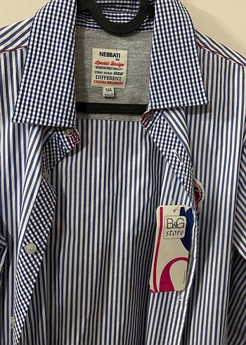 Düğmeli, Uzun Kollu Gri Çizgili Kadın Gömlek - Görsel 2