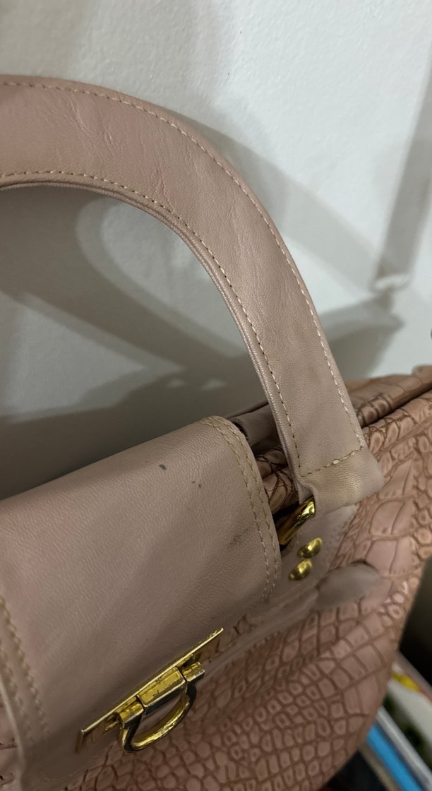 Pembe Deri Yılan Desenli Kadın Çanta - Görsel 3