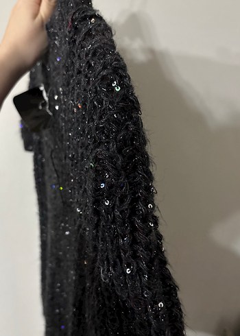 Siyah Örgü Kısa Kollu Kadın Kazak - Görsel 4