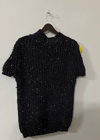 Siyah Örgü Kısa Kollu Kadın Kazak - Görsel 6