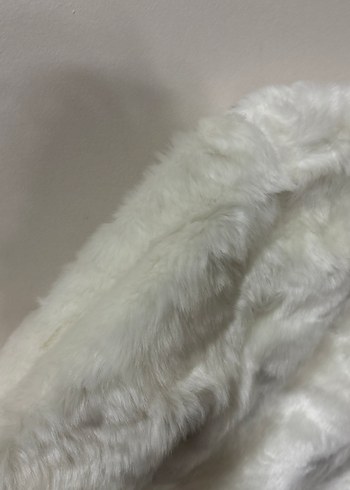 Beyaz Kadın Peluş Suni Kürk Ceket - Görsel 4