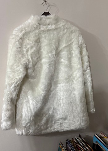 Beyaz Kadın Peluş Suni Kürk Ceket - Görsel 3