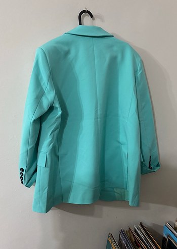 Turkuaz Düğmeli Kadın Blazer Ceket - Görsel 3