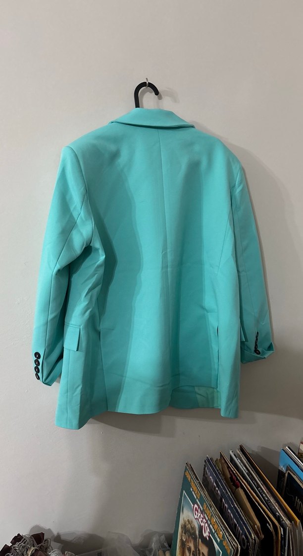 Turkuaz Düğmeli Kadın Blazer Ceket - Görsel 3