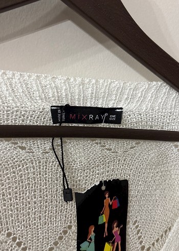 Beyaz Örgü V Yaka Kadın Hırka - Görsel 2