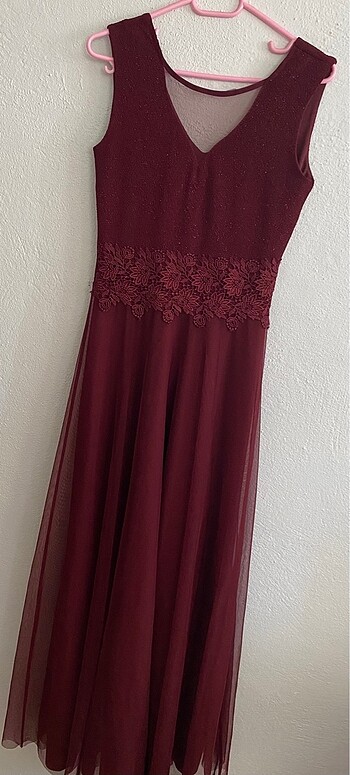 Bordo abiye elbise