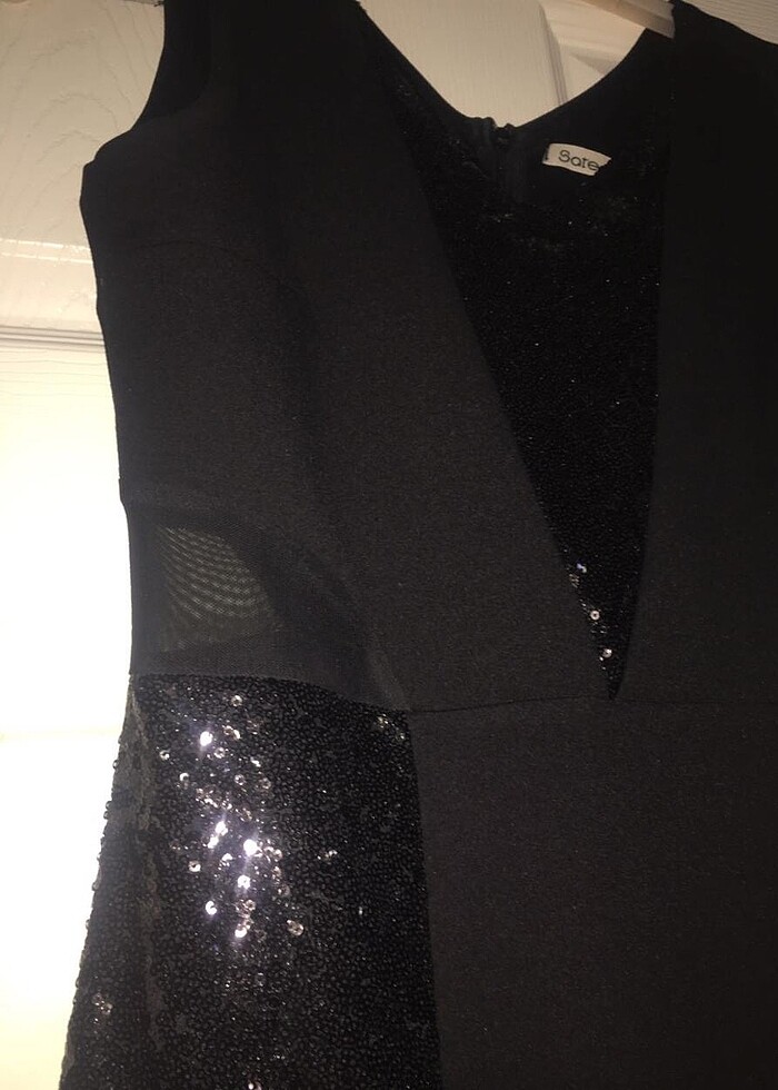 Pullu yanları tül pencere detaylı abiye elbise - Görsel 2