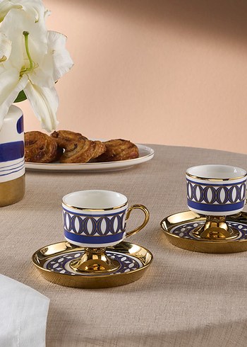 Altın Detaylı Koyu Mavi Fincan Seti - Görsel 3