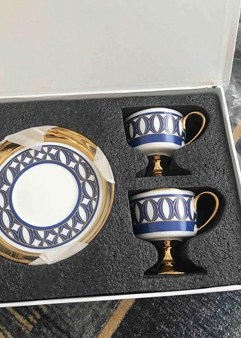 Altın Detaylı Koyu Mavi Fincan Seti - Görsel 4