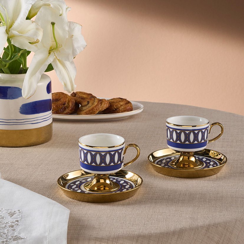 Altın Detaylı Koyu Mavi Fincan Seti - Görsel 3