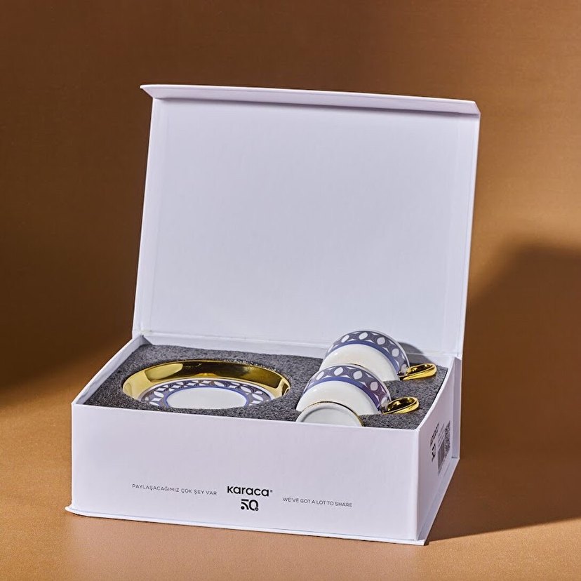 Altın Detaylı Koyu Mavi Fincan Seti - Görsel 5