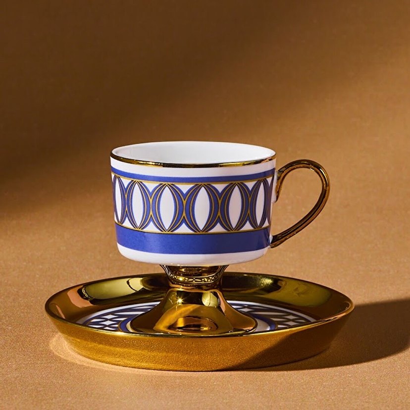 Altın Detaylı Koyu Mavi Fincan Seti - Görsel 2
