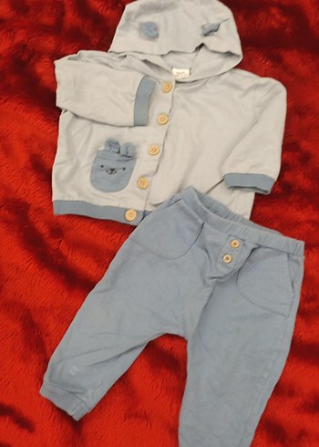 Mavi Kapüşonlu Erkek Bebek Takımı - Görsel 8