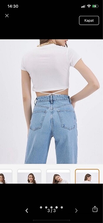 l Beden beyaz Renk Crop Tshirt bi kere kullanıldı