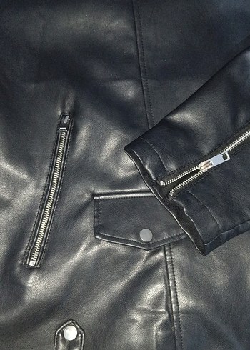xl Beden |DEFACTO| Siyah Deri Biker Ceket