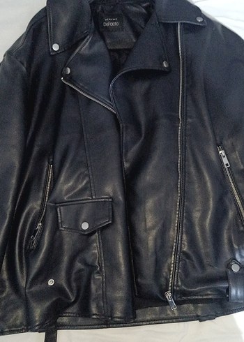 |DEFACTO| Siyah Deri Biker Ceket