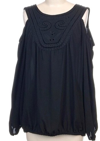 Siyah Nakışlı Bohem Strappy Bluz