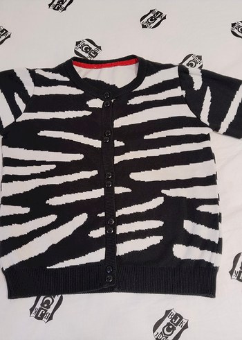 Çocuk Zebra Desenli İnce Triko Hırka