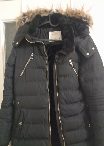 POINTBACK Siyah Kürklü Kadın Kışlık Mont - Görsel 6