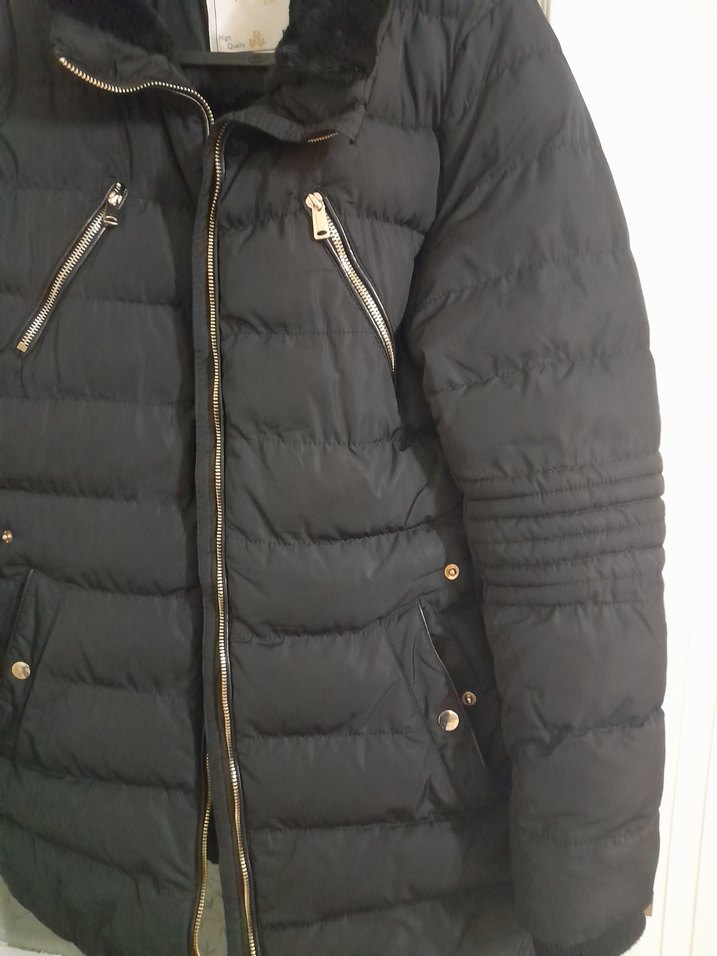 POINTBACK Siyah Kürklü Kadın Kışlık Mont - Görsel 4