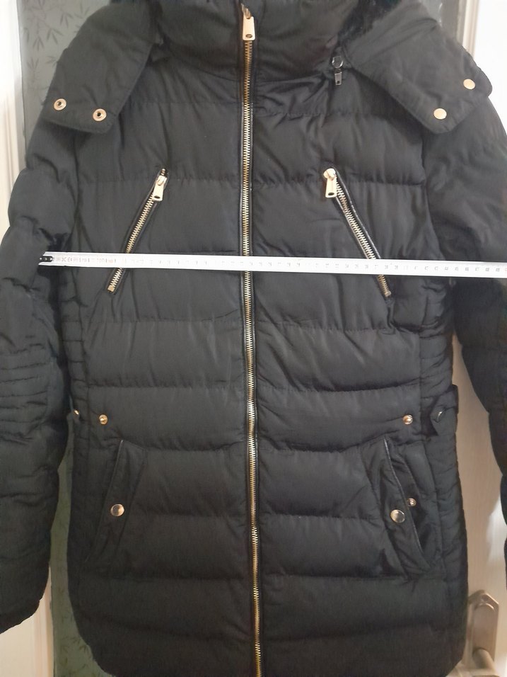 POINTBACK Siyah Kürklü Kadın Kışlık Mont - Görsel 5