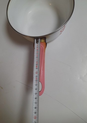 Emaye pastel Pembe Saplı Beyaz Sos Tenceresi - Görsel 7